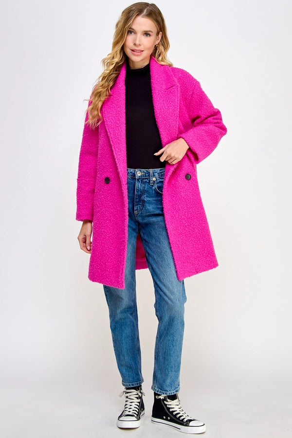 Faux Fur Coat Fuchsia