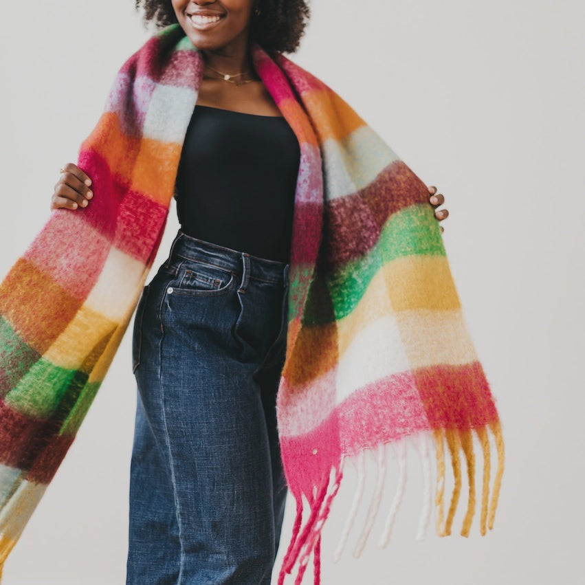 Estelle Checkered Scarf Multi Bright