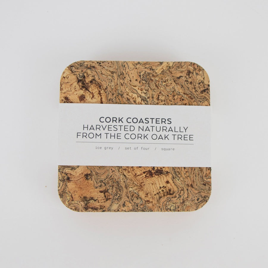 Set/4 Natural Cork Coasters | Square