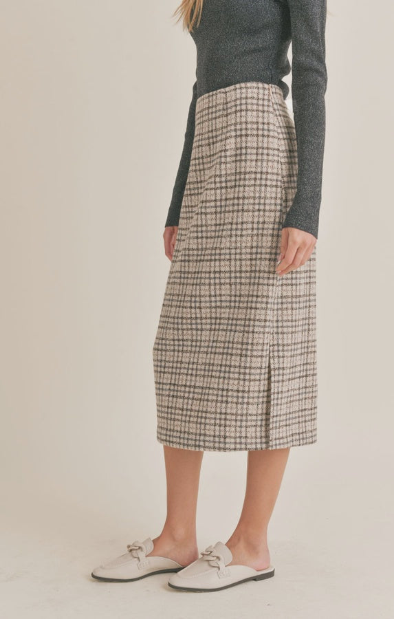 Impressionist Check Midi Skirt