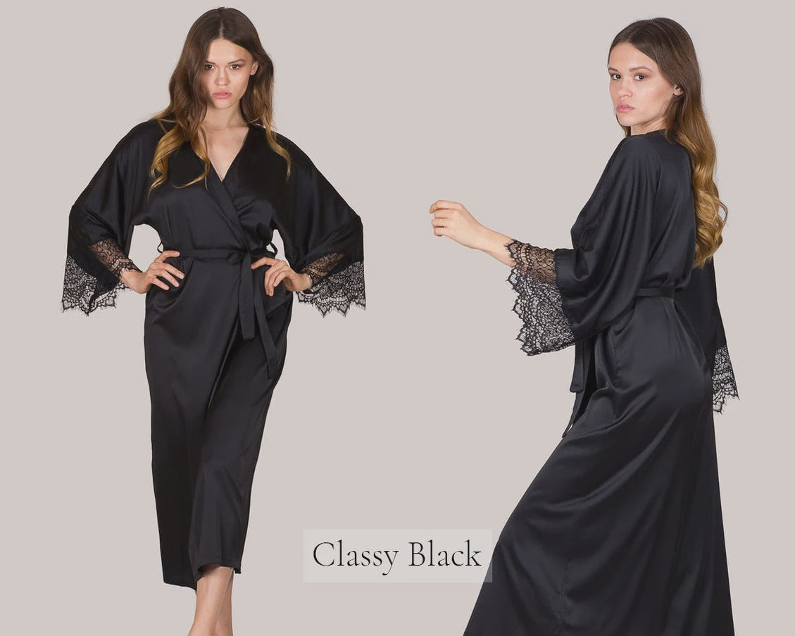 Lace Silk Robe Kimono