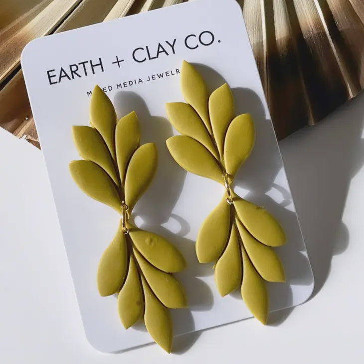 Double Leaf Clay Earrings