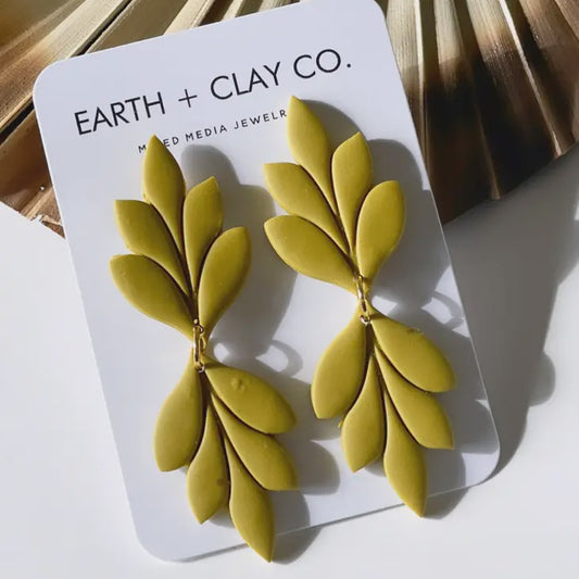 Double Leaf Clay Earrings