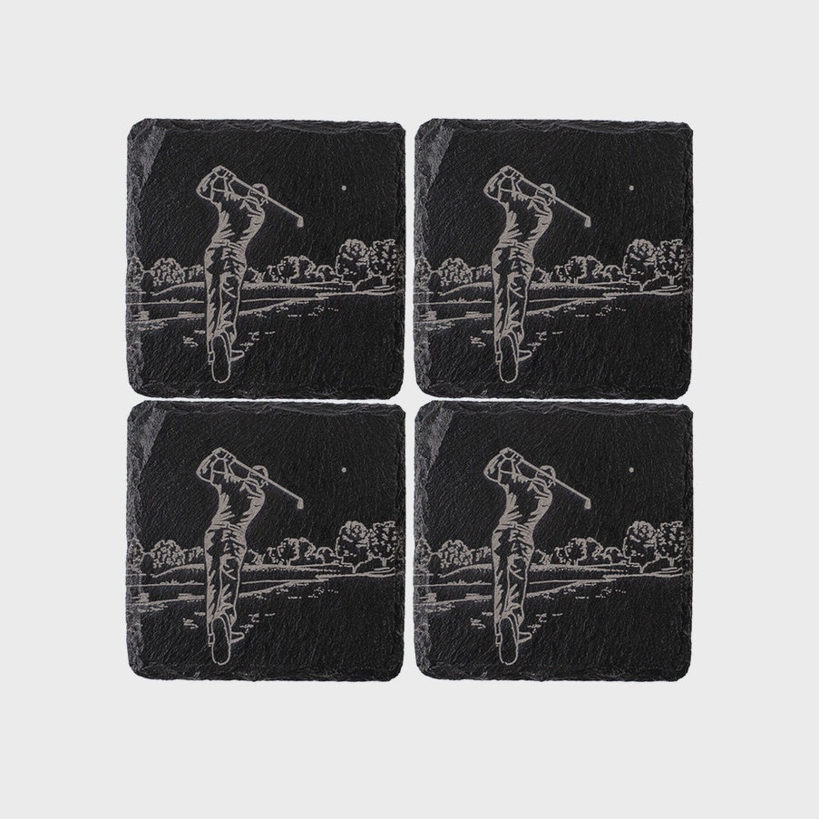 4 Slate Coasters - Golf