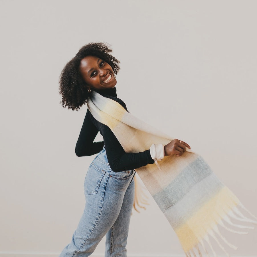 Estelle Checkered Scarf Soft Neutral