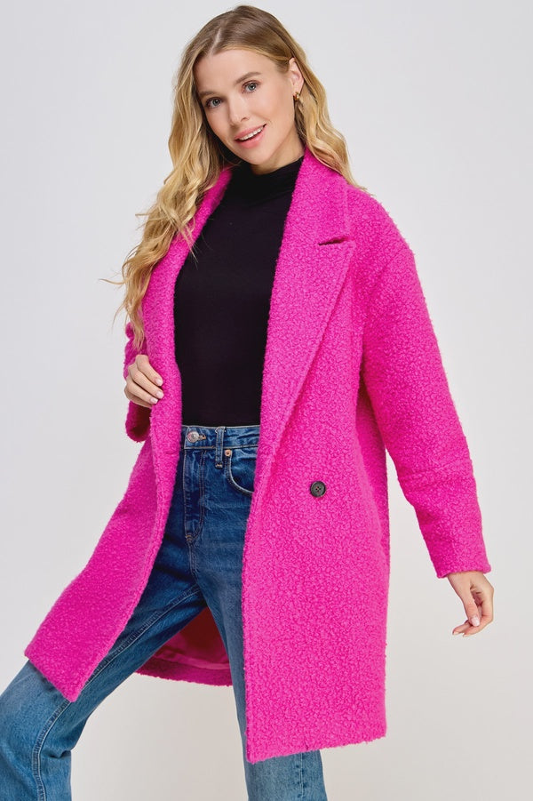 Faux Fur Coat Fuchsia