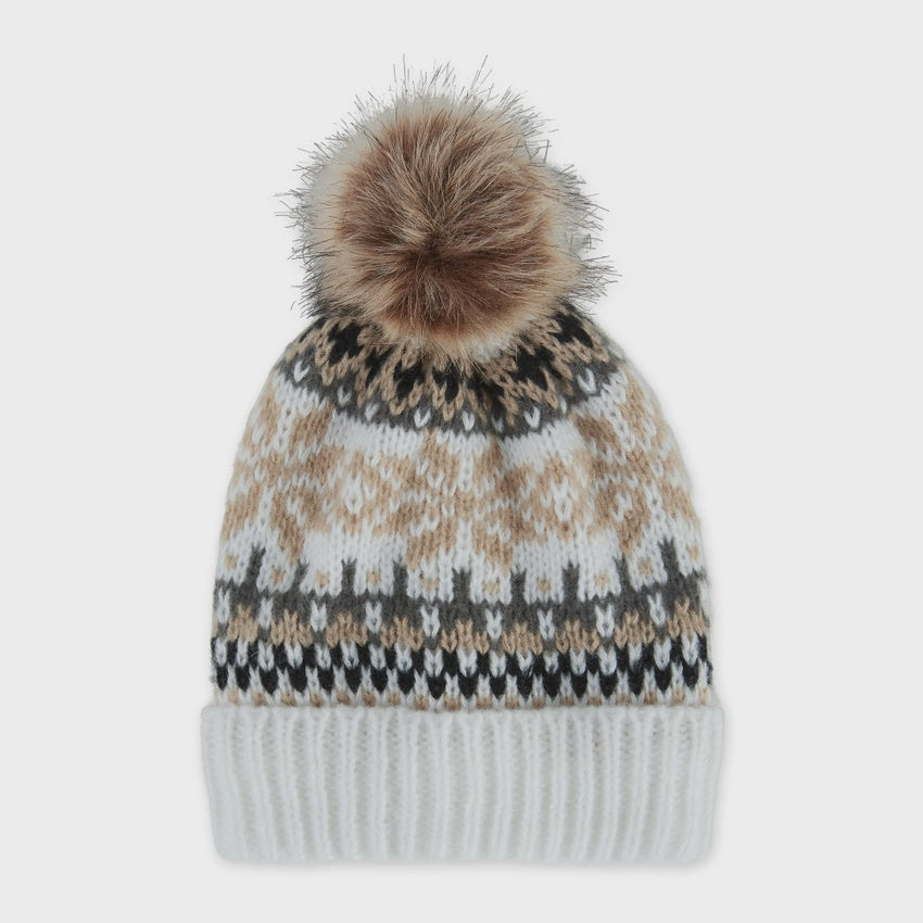 Cozy Fair Isle Beanie - White