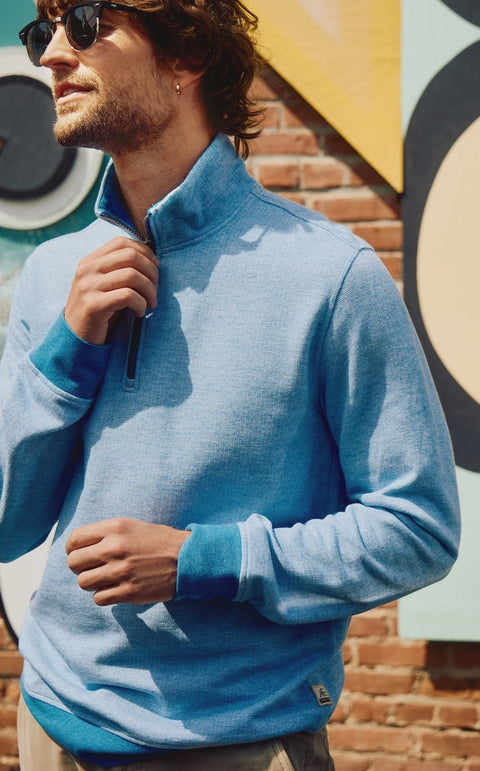 Bobby Fleece Quarter Zip - Blue Combo