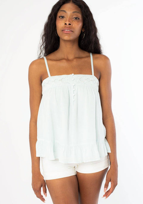Flowy Crochet Trim Tank Tap