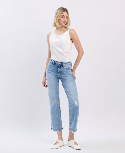 HIGH RISE ANKLE STRAIGHT JEANS
