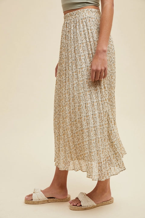 Florence Floral Pleated Midi Skirt