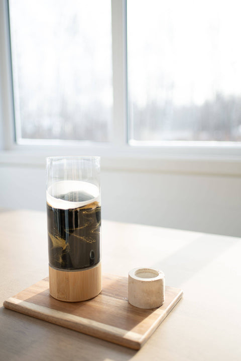 Resin Accented Vase with Bamboo Base