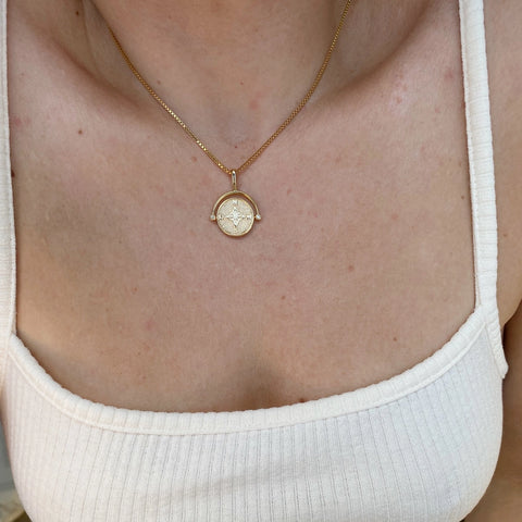 18k Gold-Plated Compass Pendant