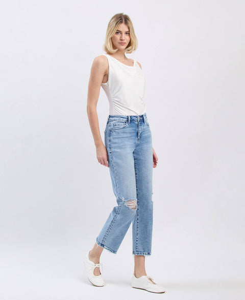 HIGH RISE ANKLE STRAIGHT JEANS