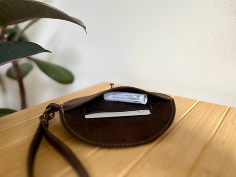 Leather Half Moon Wristlet