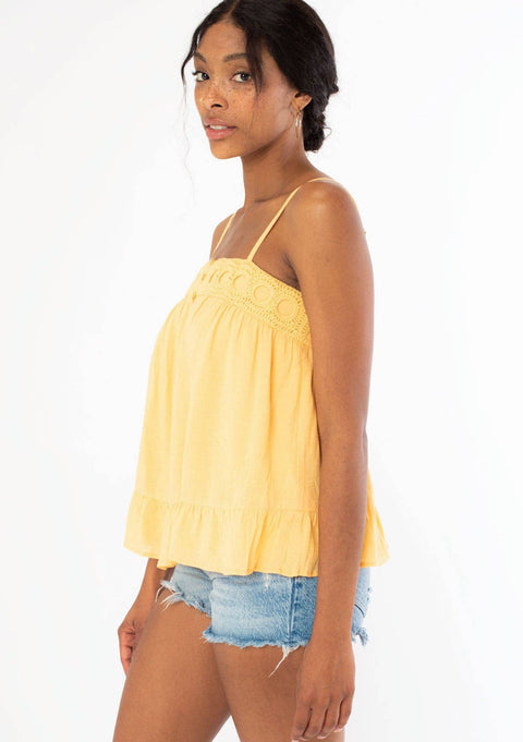 Flowy Crochet Trim Tank Tap