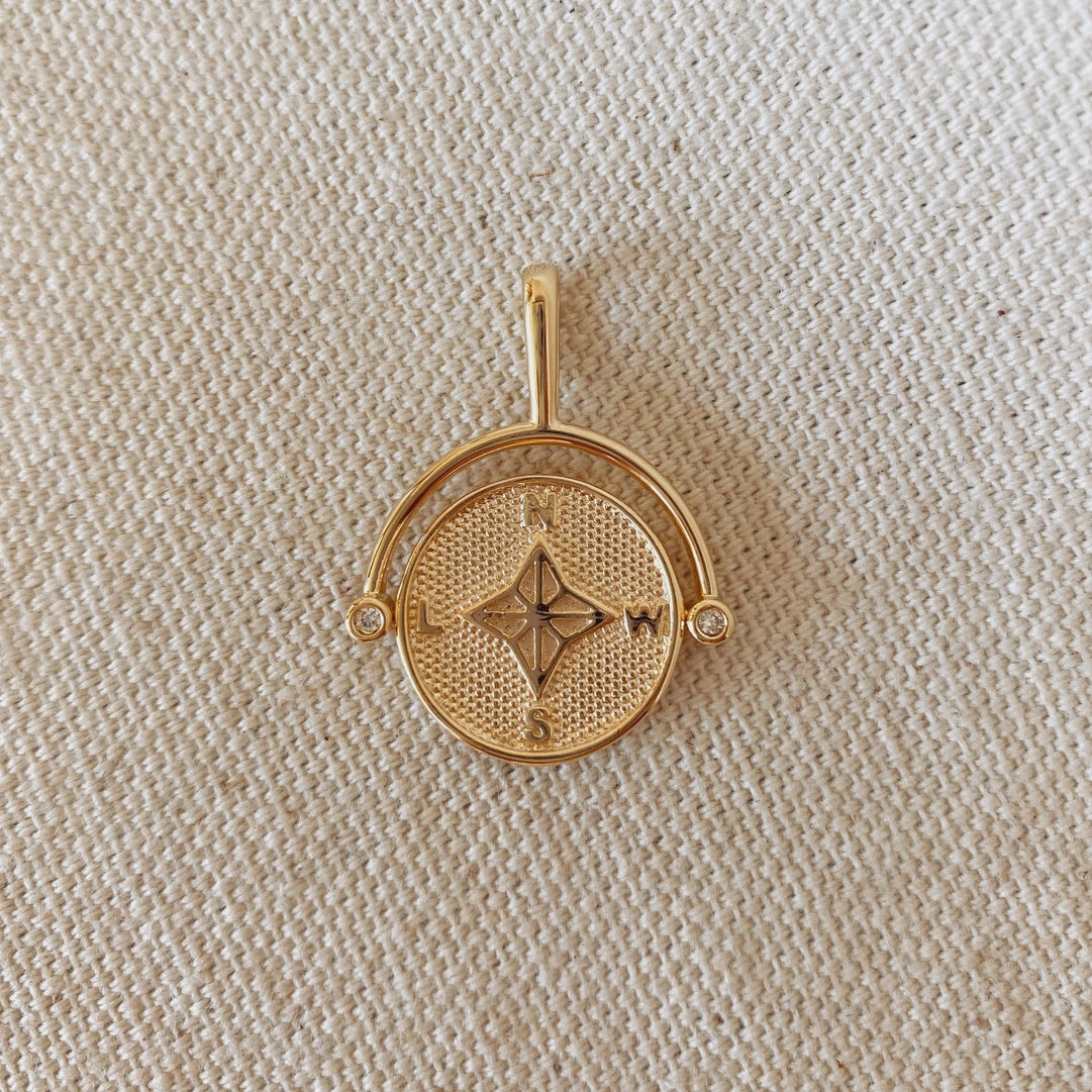 18k Gold-Plated Compass Pendant