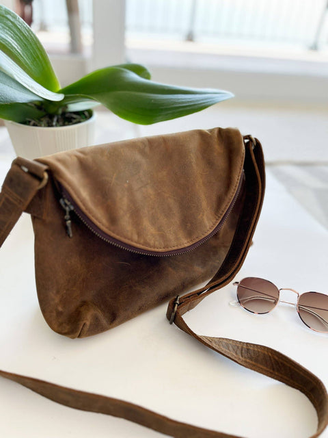 Aliza Handmade Full Grain Leather Boho Everyday Crossbody