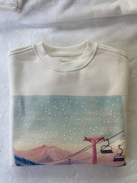 At The Lodge Ski Puff Print Sweatshirt