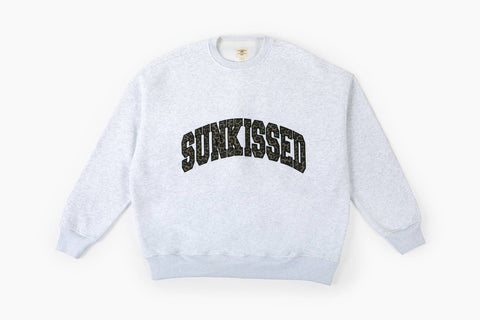 Pearl Grey Sunkissed Leopard Print Embroider Sweatshirt