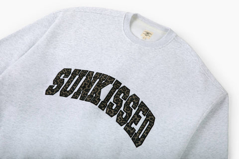 Pearl Grey Sunkissed Leopard Print Embroider Sweatshirt