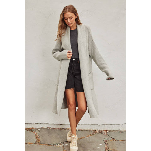 Cozy Long Cardigan-Grey