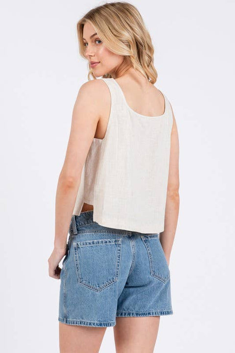 Square Neckline Side Panel Top