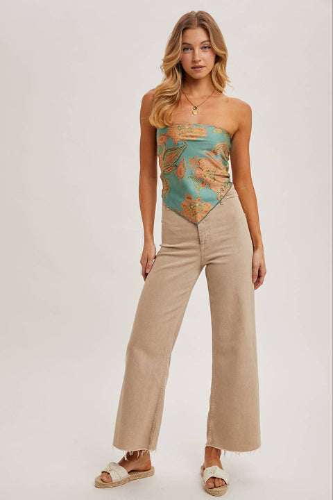 PAISLEY SATIN BANDANA TUBE TOP