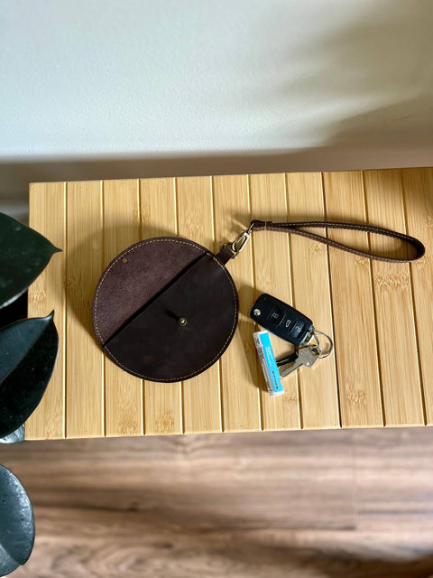 Leather Half Moon Wristlet