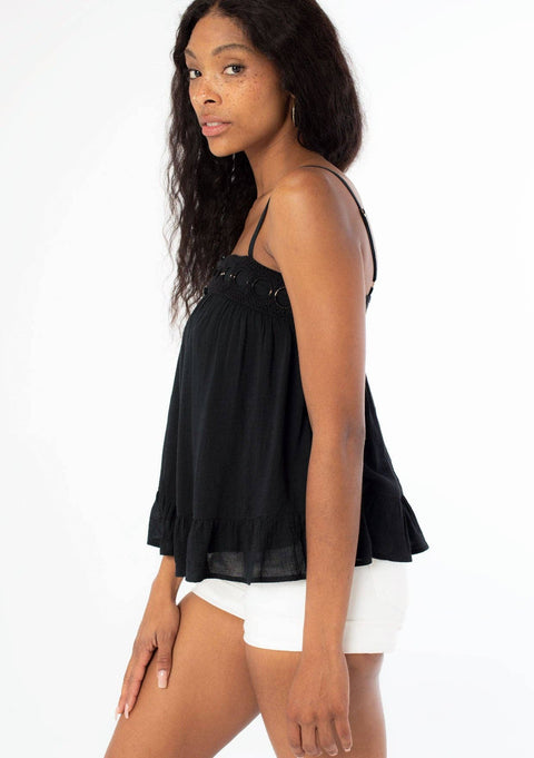 Flowy Crochet Trim Tank Tap