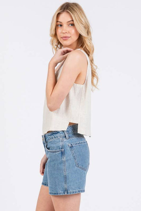 Square Neckline Side Panel Top