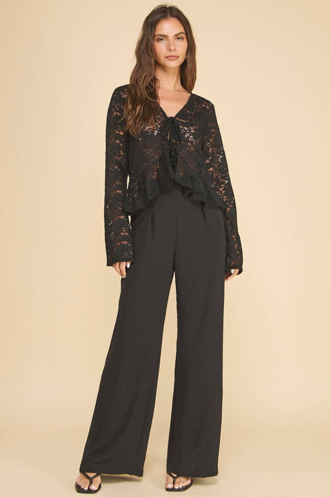 Grazia Front Tie Top Black