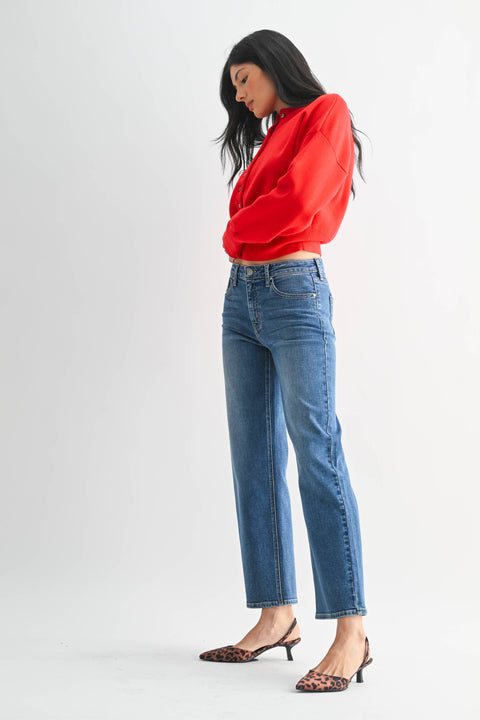 Malinda Mid Rise Slim Wide Leg