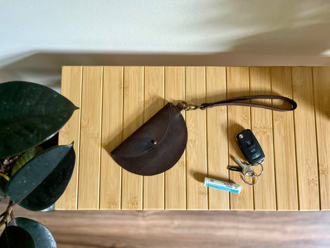 Leather Half Moon Wristlet
