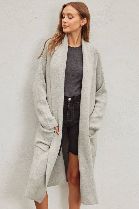 Cozy Long Cardigan-Grey