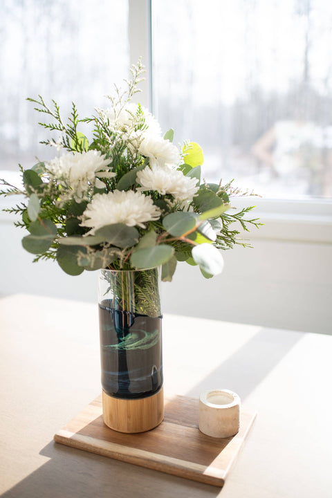 Resin Accented Vase with Bamboo Base