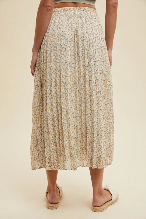 Florence Floral Pleated Midi Skirt