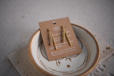 Elara Gold Plated Bar Drop Earrings