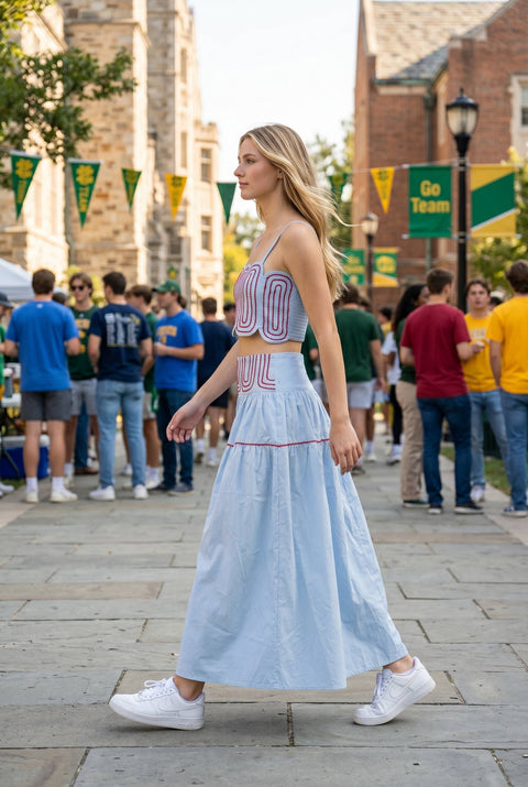 Lace Trimmed Top & Skirt Set