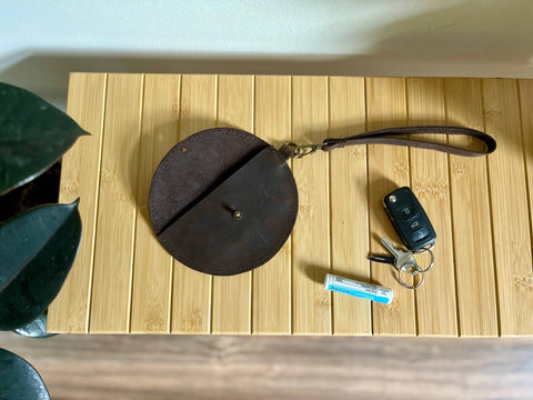Leather Half Moon Wristlet