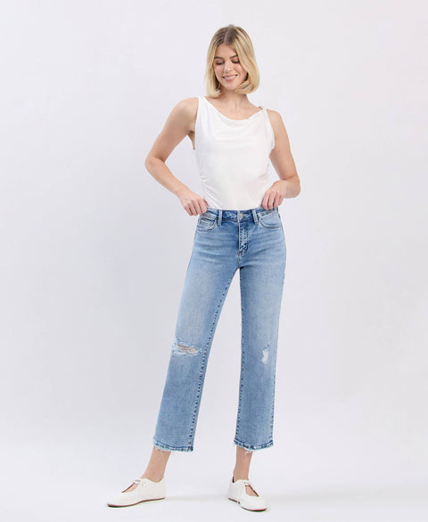 HIGH RISE ANKLE STRAIGHT JEANS