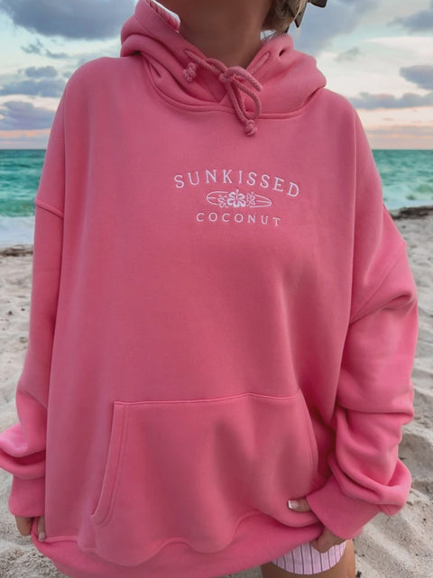 Sunkissed Coconut Logo Embroider Hoodie-Hibiscus Pink