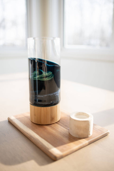 Resin Accented Vase with Bamboo Base