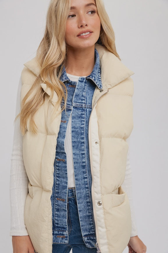 Demi Denim Layered Puffer Vest