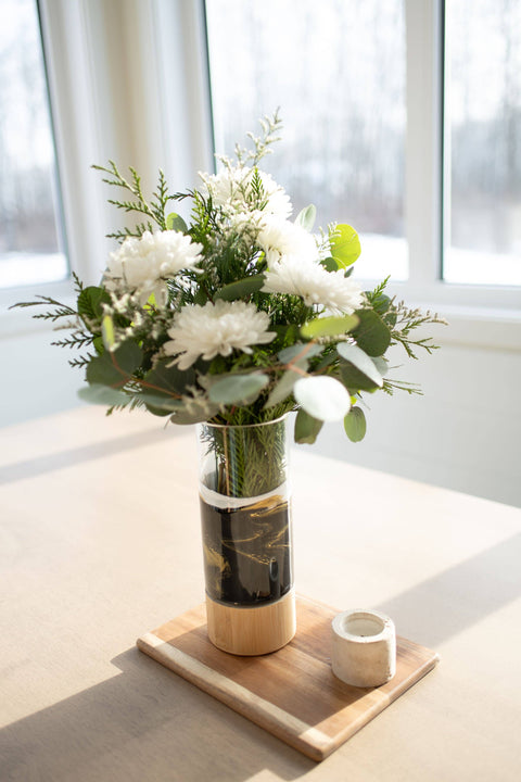 Resin Accented Vase with Bamboo Base
