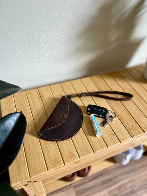 Leather Half Moon Wristlet