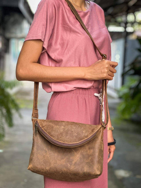 Aliza Handmade Full Grain Leather Boho Everyday Crossbody