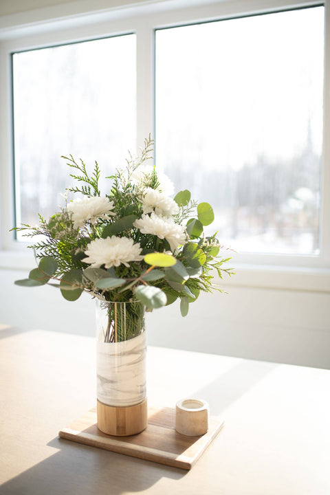Resin Accented Vase with Bamboo Base