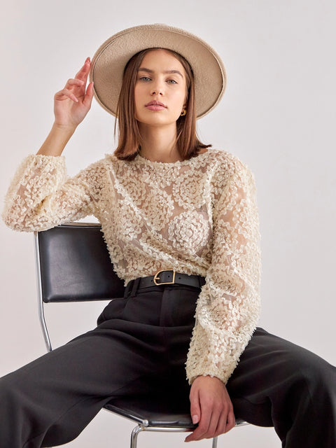 Textured Rosette Blouse