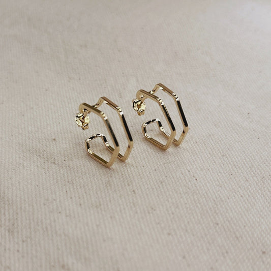 18k Gold Filled Double Wire Geometric C Hoop Earrings